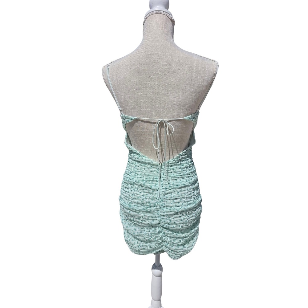 For Love & Lemons Drea Polka Dot Mini Ruched Dress Small Bodycon Small - Picture 4 of 5